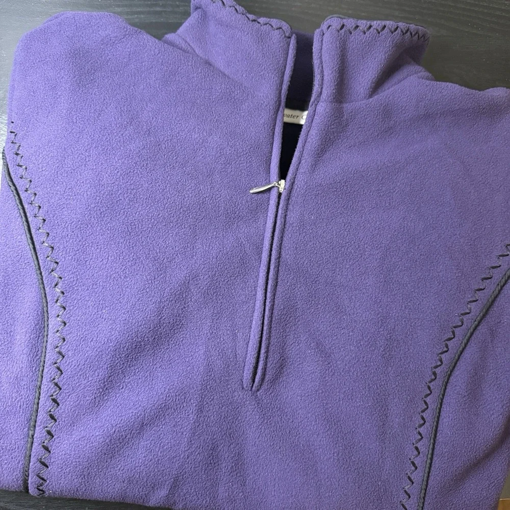 Coldwater Creek Womens 1X 16/18 Purple Fleece Quarter‎ 1/4 Zip Jacket Sweatshirt